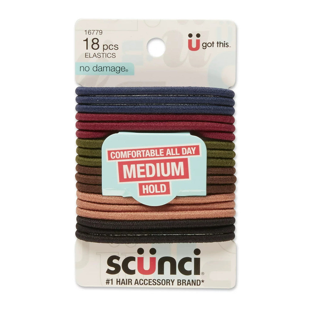 Scunci No Damage Medium Hold Elastics, 18 Ea